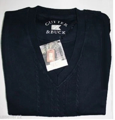 CUTTER BUCK  SLEEVELESS SWEATER NAVY BLUE WINTER WEAR WARM TSHIRT GOLF SPORT - Image 1 of 3