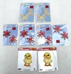 Lote Mixto de 8 Apliques Varias Estrellas de Hierro Pollos Flores Nuevo en Paquete - Imagen 1 de 10