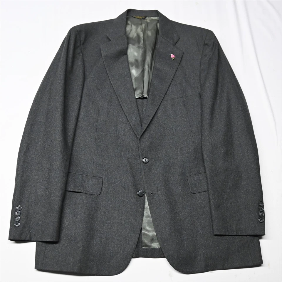 De Colección Palm Beach 46L Gris Franela Lana Hecho en EE. UU. Para Hombres Blazer Traje Chaqueta Abrigo Deportivo Foto 1 de 4