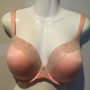 SUJETADOR VICTORIA'S SECRET FORRADO COBERTURA PERFECTA ROSA con ENCAJE GRIS BRILLANTE 38 DDD - Imagen 1 de 7