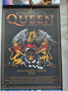 Queen + Adam Lambert Rhapsody Tour Poster 2022 London Berlin Paris Amsterdam - Imagen 1 de 14