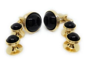 ONYX CUFFLINKS AND TUXEDO STUDS MANUFACTURERS DIRECT PRICING - Picture 1 of 5
