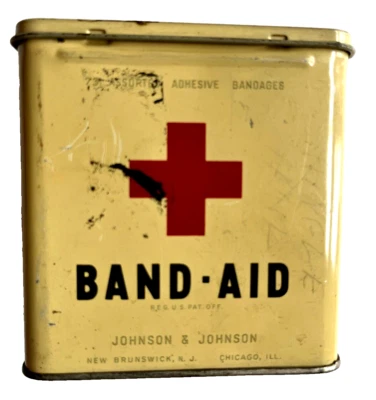 Vintage Band-Aid Metal Tin Box Bandages Red Cross Mercurochrome Pads J&J Retro - Image 1 of 4