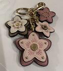 Coach Wild Flower Mix Bag Charm Key Ring Leather Pink NWOT