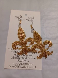 E Fleur Mardi Gras Bead  Earrings  Jewelry Hand Made - Picture 1 of 3