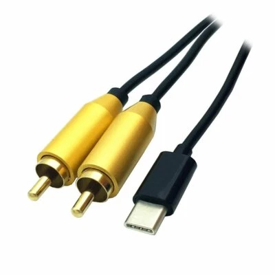 USB 3.1 Type C Male to 2 Two RCA Male Cable Jack Cable Cord Adapter Plug - Image 1 of 4