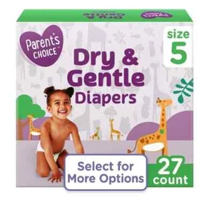 Parent's Choice Dry & Gentle Diapers Size 5, 27 Count FREE SHIPPING - Picture 1 of 8