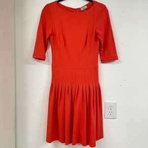 Issa London orange rot Kurzarm fallende Taille Plissee Minikleid Damen 4 - Bild 1 von 11