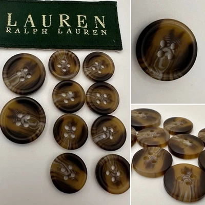LAUREN RALPH LAUREN BLAZER REPLACEMENT BUTTONS BROWN TAN MARBLE TONE 4 HOLE LOT - Image 1 of 4