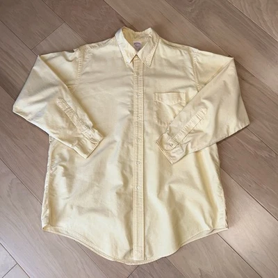 Camisa amarilla abotonada vintage Brooks Brothers Makers hecha en EE. UU. para hombre 16,5-3 Foto 1 de 4