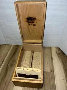 Caja de archivo de tarjetas de roble macizo Frank Peters 1964 restaurada y acabada de colección - Imagen 1 de 5