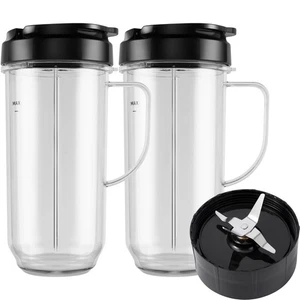 5-piece Magic Bullet Blender Cups, Tall 22oz Cup with Flip-Top To-Go Lid, Cro... - Picture 1 of 7