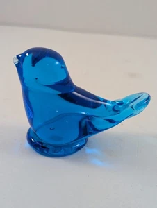 Vintage Ron Truman Small Glass Blue Bird of Happiness Paperweight Figurine 4" L - Picture 1 of 6