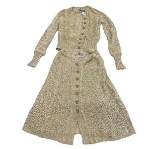 PALLAS Hand Loomed Irish Natural Linen Top & Skirt Knit Size Medium - Picture 1 of 10