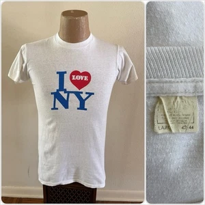 1970s Vtg I Love New York Heart White Generic Tag T-Shirt Single Stitch 80s - Picture 1 of 18