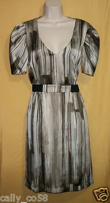 Max & Cleo women's Shelly taupe brown V top dress elastic waist ruched S M $118 - Image 1 of 4