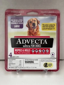 Advecta Ultra Flea Treatment for Large Dogs 21-55 lbs, 4-Month Supply Sealed