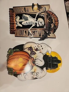 Vintage Beistle Halloween Diecut Cutout 1983 Set 2 Skeletons Ghost Pumpkin - Picture 1 of 5
