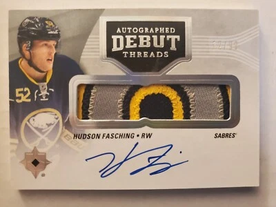 Hudson Fasching 2016-17 Ultimate Collection Debut Threads Autographed Patch Card - Image 1 of 2