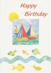 Childrens Sailboats Card With Bible Text - Colossians 3:16 - EB8291 - Picture 1 of 1