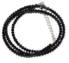 Black Spinel Gemstone 16" Stand Necklace 4 mm Rondelle Faceted Beads