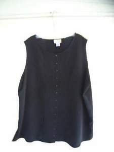C.S.T. Studio Size 22W/42 Black Women's Sleeveless Button Down Top Unused No Tag - Picture 1 of 4