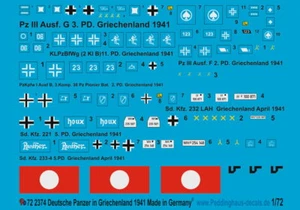 Peddinghaus-Decals 1/87 2374 Chars Allemands IN Grèce 1941 - Photo 1 sur 1