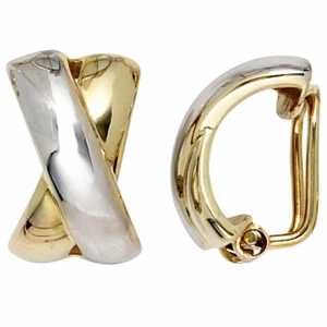Ear Clips Earrings X Form 333 Yellow Gold Ladies Goldohrclips - Picture 1 of 1