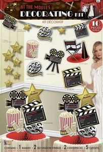 At The Movies- Hollywood Theme - 10 Piece Decorating Kit - Brand New, Sealed - Picture 1 of 4