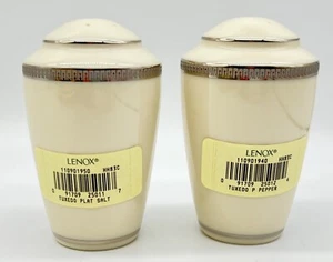 NWT LENOX TUXEDO PLATINUM SALT & PEPPER SHAKER SET, PRESIDENTIAL SHAPE - Picture 1 of 10