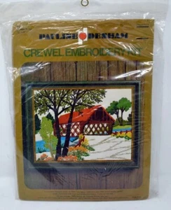 "Kit de bordado Crewel vintage 1974 Pauline Denham puente cubierto 12""x9"" NOS 6057" - Imagen 1 de 5