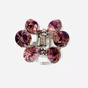 USA kleine Metall Vintage Haarkralle Kiefer Clip Strass Kristall Haarnadel lila S11 - Bild 1 von 3