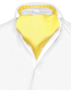 Vesuvio Napoli ASCOT Solid GOLDEN YELLOW Color Cravat Mens Neck Tie - Picture 1 of 2
