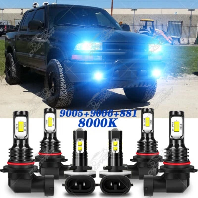 For Chevrolet S10 2000 2001 2002 2003 2004 LED Headlight Bulbs Hi/Lo+ Fog Lights - Image 1 of 4