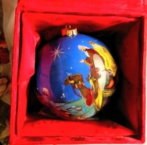 3 Reyes Magos Adorno de Navidad Interior Arte Soplado a Mano Pintado a Mano Caja Numerada - Imagen 1 de 17