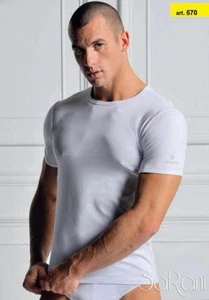 3 Herren Unterwäsche T-Shirts Segeln Weiß Schwarz Grau Blau Baumwolle Art.570 SARANI  - Bild 1 von 1