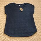 Simply Styled By Sears Womens Medium Shirt Top Blue Extended Shoulder