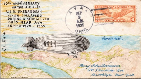 USS Shenandoah 10th Anniversary - AVA Ohio - Shullermann Hand Painted - L36458 Cover