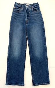 Levis Ribcage Straight Jeans Womens 25 High Rise Button Fly Relaxed Denim - Imagen 1 de 10
