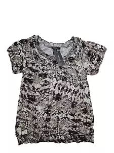 Style & Co Womens Blouse Plus Size 0X Animal Print Pleated Neck Elastic waist - Picture 1 of 13