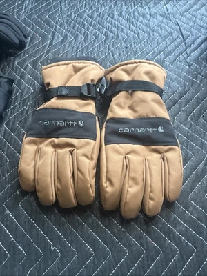 Luvas de inverno Carhartt masculinas de malha isoladas impermeáveis marrom médio preto - Imagem 1 de 3