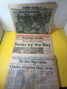 3 BAY AREA EARTHQUAKE SF verwandte Zeitungen Niners Super Bowl 82', Erdbeben + WS - Bild 1 von 7