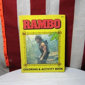 RAMBO Coloring Activity book vtg 1985 beat-up Sylvester Stallone military movie - Picture 1 of 8