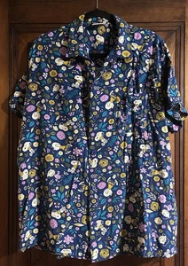 PEANUTS Floral All-Over Print Button-Up Shirt Size XXL 100% Rayon Snoopy Lucy - Bild 1 von 7