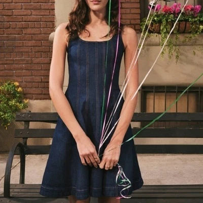 Mini Vestido Kate Spade X Target Denim Cosido 10 NUEVO Foto 1 de 4