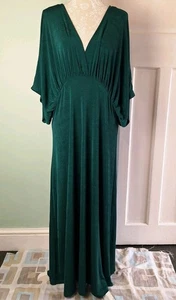 Next Forest Green Sleeveless V-Neck Jersey Maxi Dress - Size 20 - Picture 1 of 4