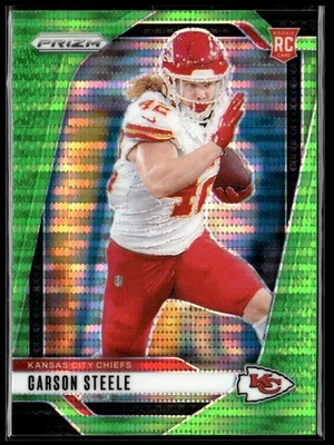Carson Steele 2024 Panini Prizm #377 Neon Green Pulsar RC Kansas City Chiefs - Image 1 of 2