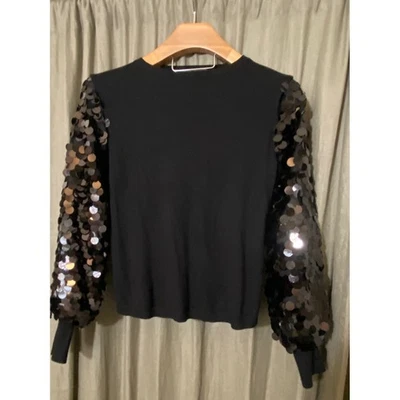 Suéter Siani Milano Negro Manga Lentejuelas Para Mujer Talla Mediana Manga Abullonada Brillante Foto 1 de 4