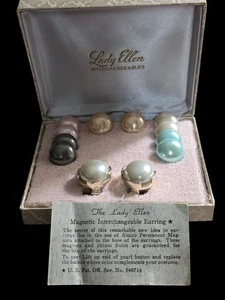 Vintage Lady Ellen Interchangeable Magnetic Clip Earring Set 1950's - Picture 1 of 4