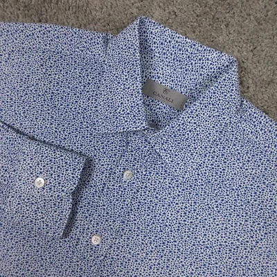 Camisa Canali Para Hombre Grande Azul Floral Algodón Hecha en Italia Informal Abotonada Foto 1 de 4